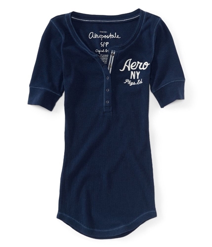 Aeropostale Womens Solid Henley Shirt 404 XS