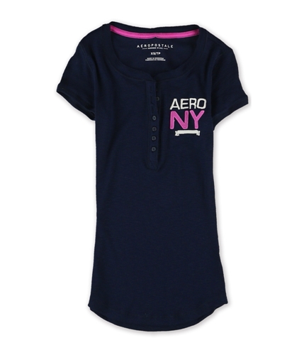 Aeropostale Womens Ribbed NY Henley Shirt 404 XS