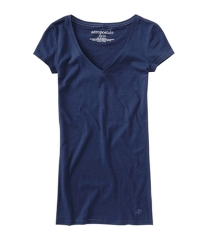 Aeropostale Womens Solid V-neck Graphic T-Shirt navyni XS