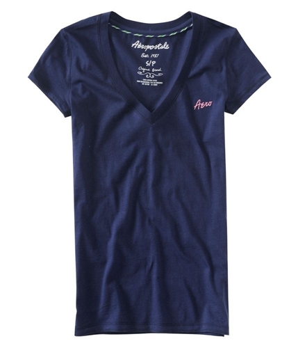 Aeropostale Womens S V-neck Graphic T-Shirt navyniblue XS