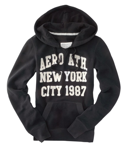 Aeropostale Womens New York City Hoodie Sweatshirt black XS