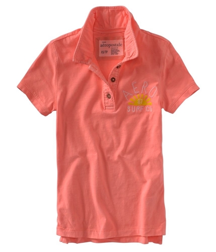 Aeropostale Womens Aero Surf Co. Polo Shirt orangecorall S