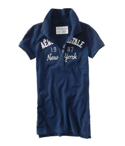 Aeropostale Womens Embellished New York Polo Shirt navynightblue XS