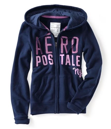 Aeropostale Womens Ny Zip Up Embroidered Hoodie Sweatshirt navyni XS