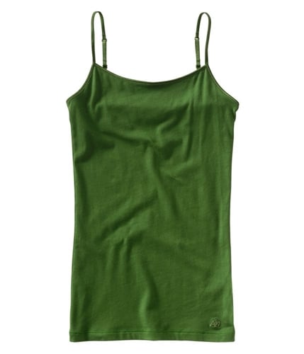 Aeropostale Womens Solid Color Spaghetti Strap Tank Top botanicgreen XS