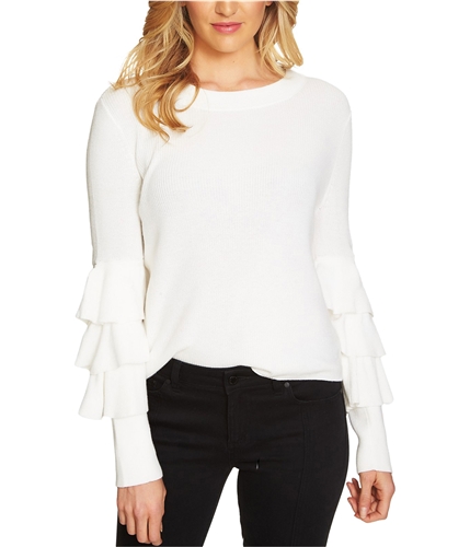 1.STATE Womens Ruffled Tiered Pullover Sweater richblack XS
