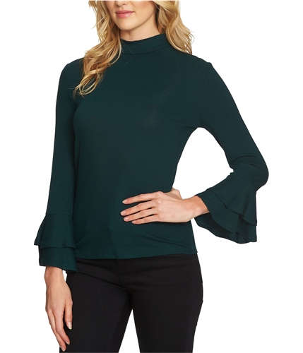 1.STATE Womens Bell Sleeve Knit Blouse jaspergreen XS