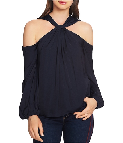 1.STATE Womens Cross-Neck Cold Shoulder Blouse bluenight S