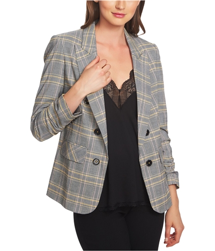 1.STATE Womens Ruched Sleeve Four Button Blazer Jacket richblack XL