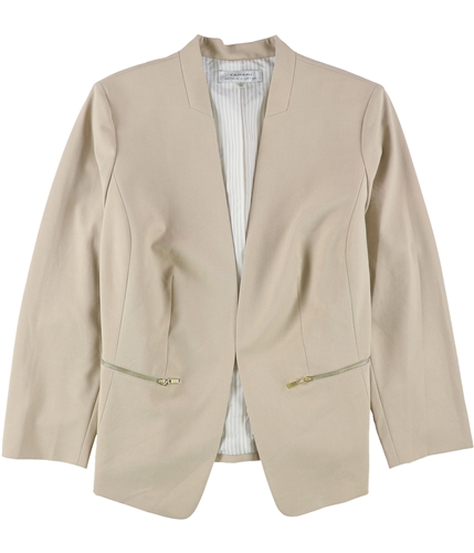 Tahari Womens Collarless One Button Blazer Jacket beige 16W