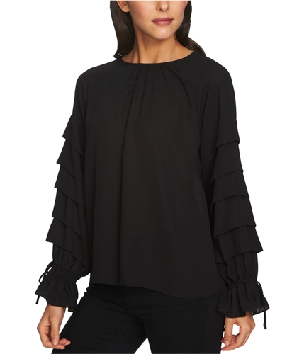 1.STATE Womens Tiered Knit Blouse richblack XS