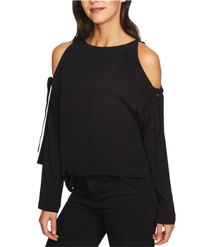 1.STATE Womens Cold Shoulder Knit Blouse richblack XS