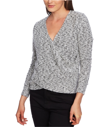 1.STATE Womens Textured Wrap Blouse gray XS