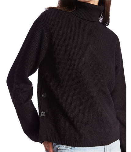 1.STATE Womens Waffle Stitch Pullover Sweater black L