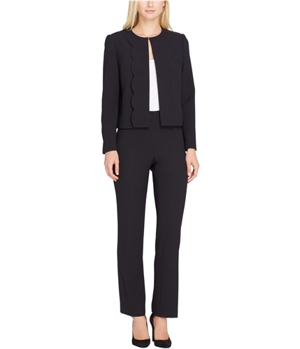 Tahari Womens Scalloped Flyaway Pant Suit black 12x32