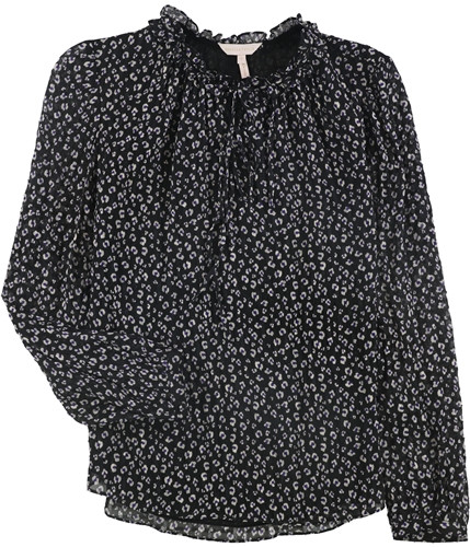 Rebecca Taylor Womens Cheetah Pullover Blouse charcoal 2
