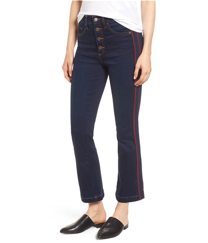 1.STATE Womens Ribbon Stripe Flared Jeans medblue 28x28