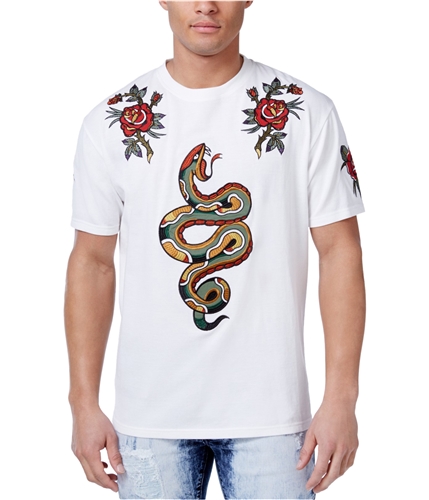 Reason Mens Snakes & Roses Graphic T-Shirt white 2XL