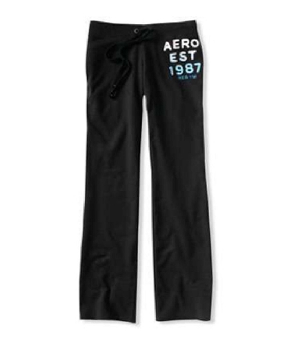 Aeropostale Womens Fit Flare Embroidered Casual Sweatpants black XS/32
