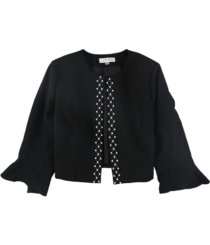Tahari Womens Pearl Embellished Blazer Jacket black 18W