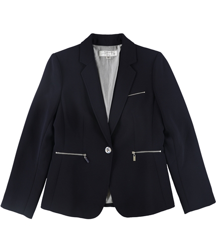 Tahari Womens Solid One Button Blazer Jacket navy 4P