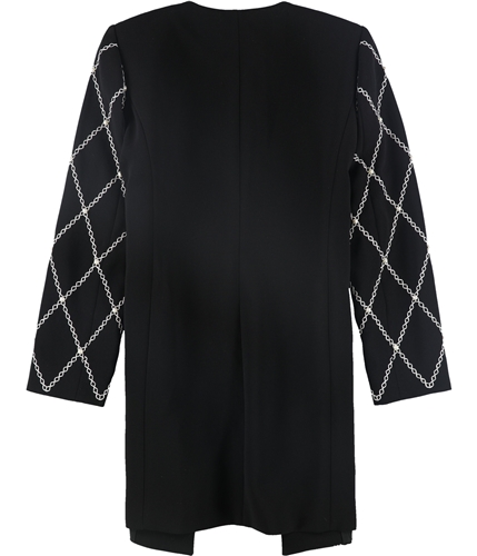 Tahari Womens Embroidered Pearl Blazer Jacket black 4P