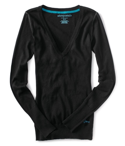 Aeropostale Womens Aero V-neck Cardigan Sweater black XS