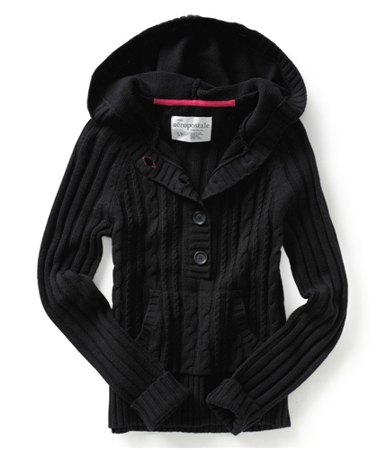 Aeropostale Womens 1/2knitted Cardigan Sweater black XS
