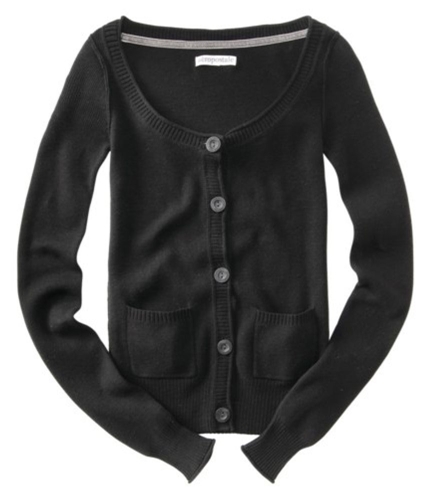 Aeropostale Womens Button Down Cardigan Sweater black M