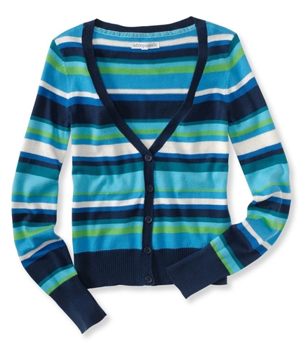 Aeropostale Womens Button Downtriped Cardigan Sweater navynightblue XS