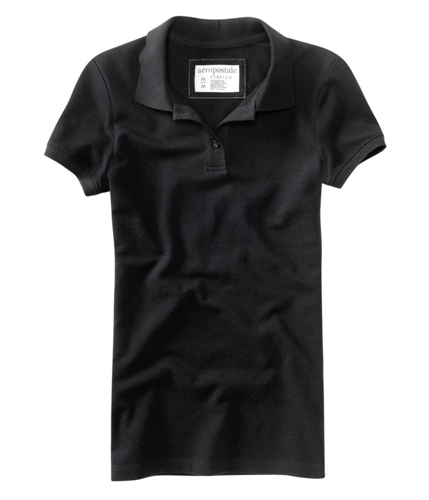 Aeropostale Womens Solid Uniform Polo Shirt black XS