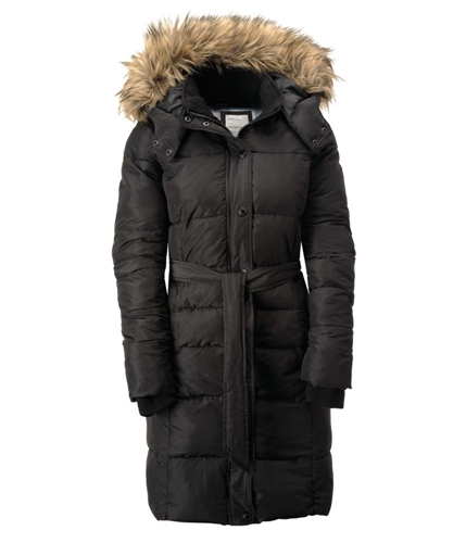 Aeropostale Womens Fur Lined Puffer Jacket black XS