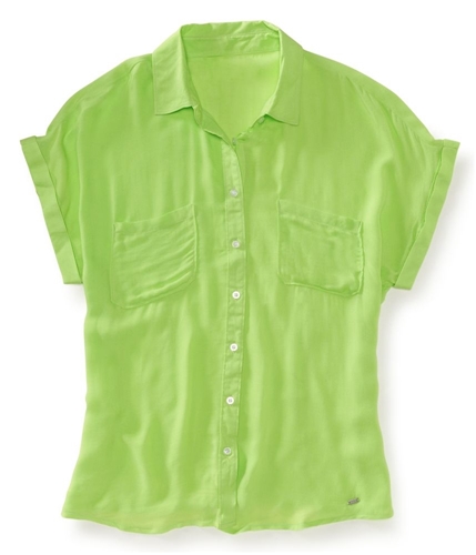 Aeropostale Womens Neon Ss Button Up Shirt 349 S