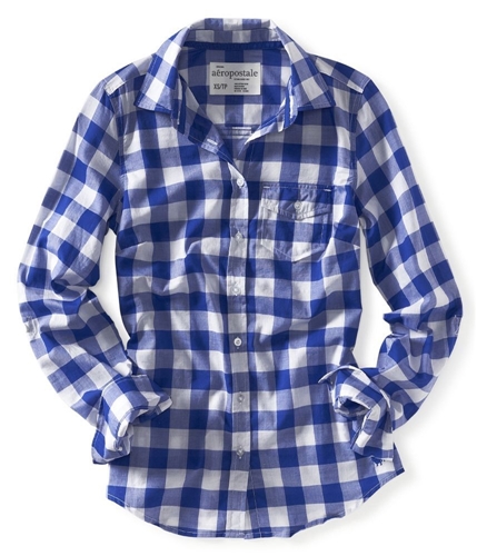 Aeropostale Womens Gingham Button Up Shirt 488 S