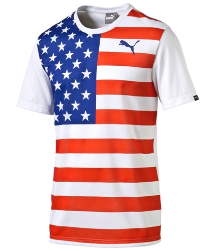 Puma Mens Stars And Stripes Graphic T-Shirt white XL