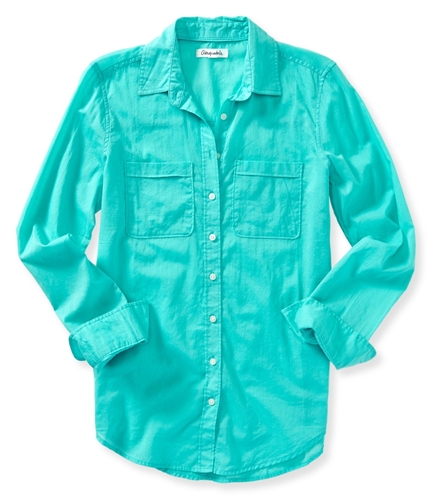 Aeropostale Womens Solid Button Down Blouse 158 XS