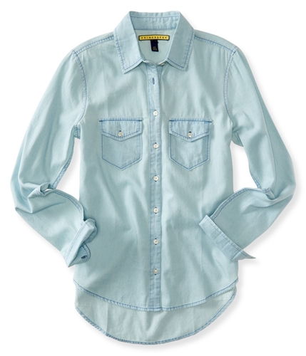 Aeropostale Womens Washed Denim Button Up Shirt 995 XS