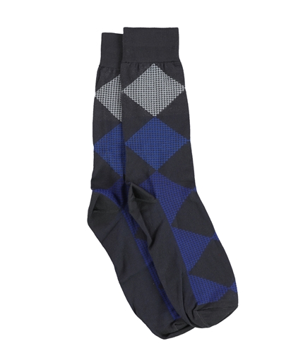 Perry Ellis Mens Houndstooth Dress Socks black 7-12