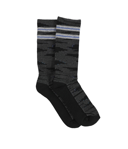 Perry Ellis Mens Casletic Printed Midweight Socks black 7-12