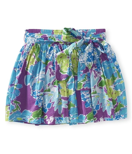 Aeropostale Womens Floral Belted Mini Skirt plumda M