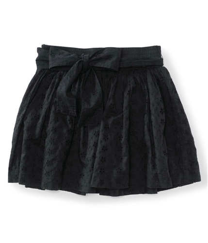 Aeropostale Womens Belted Eyelet Mini Skirt black XS