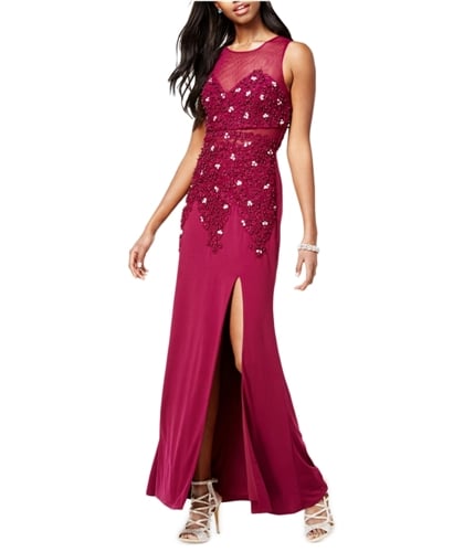 Say Yes to the Prom Womens Illusion Gown Dress dkmagenta 3