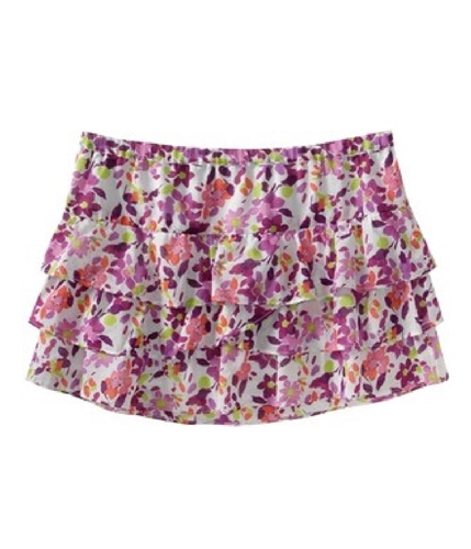 Aeropostale Womens Ruffled Floral Mini Skirt bleachwhite S