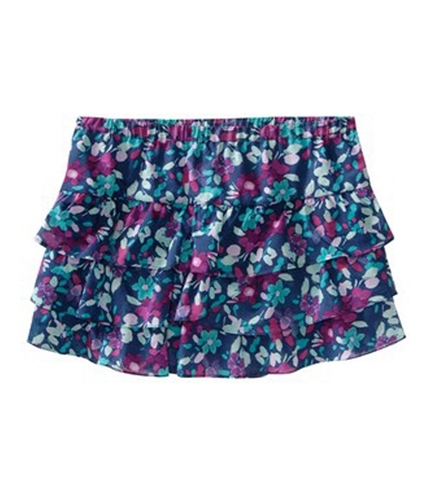 Aeropostale Womens Floral Print Layered Pleated Mini Skirt navyblue XS