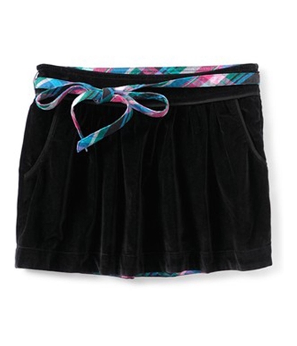 Aeropostale Womens Velour Removable Belt Mini Skirt black M