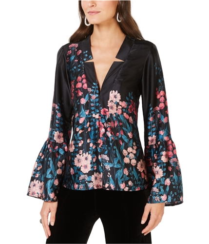 Nanette Lepore Womens Silk Floral Pullover Blouse black S