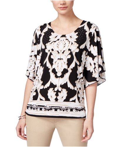 JM Collection Womens Embellished Butterfly Pullover Blouse bksaharasweep L