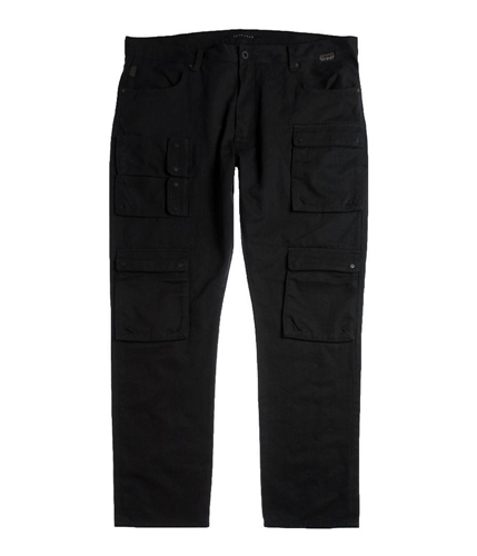 Sean John Mens Multi Pocket Cargo Style Solid Boot Cut Jeans black 42x32