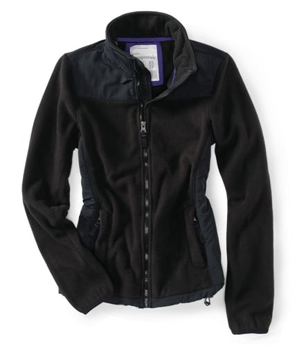 Aeropostale Womens Denali Zip Up Fleece Jacket black XS