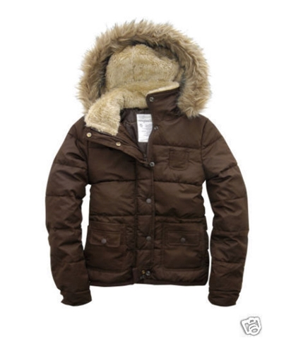 Aeropostale Womens Fur Lined Puffer Jacket richchocolatebrown S